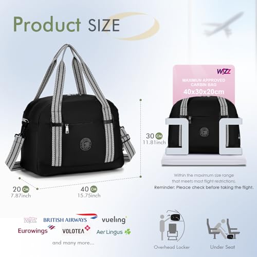 BAGZY Bagage Cabine 25L Imperméable 40x30x20 Sac Week-End pour Wizzair, Sac Organisateur de Voyage Kaki