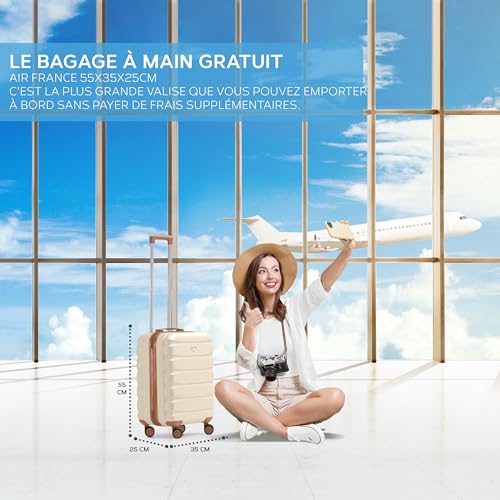Valises Rigides Légères en ABS pour 35+ Compagnies Aériennes | Valise Cabine 55x35x25cm (Easyjet, KLM, Air France Approu