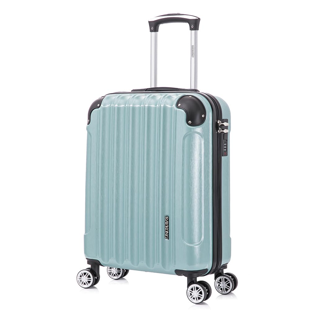 RAYKONG Valise Cabine 20 Pouces - Polycarbonate Ultra-léger à Capacité Maximale - Anti-Vol Serrure Intégrée (RK04|Menthe