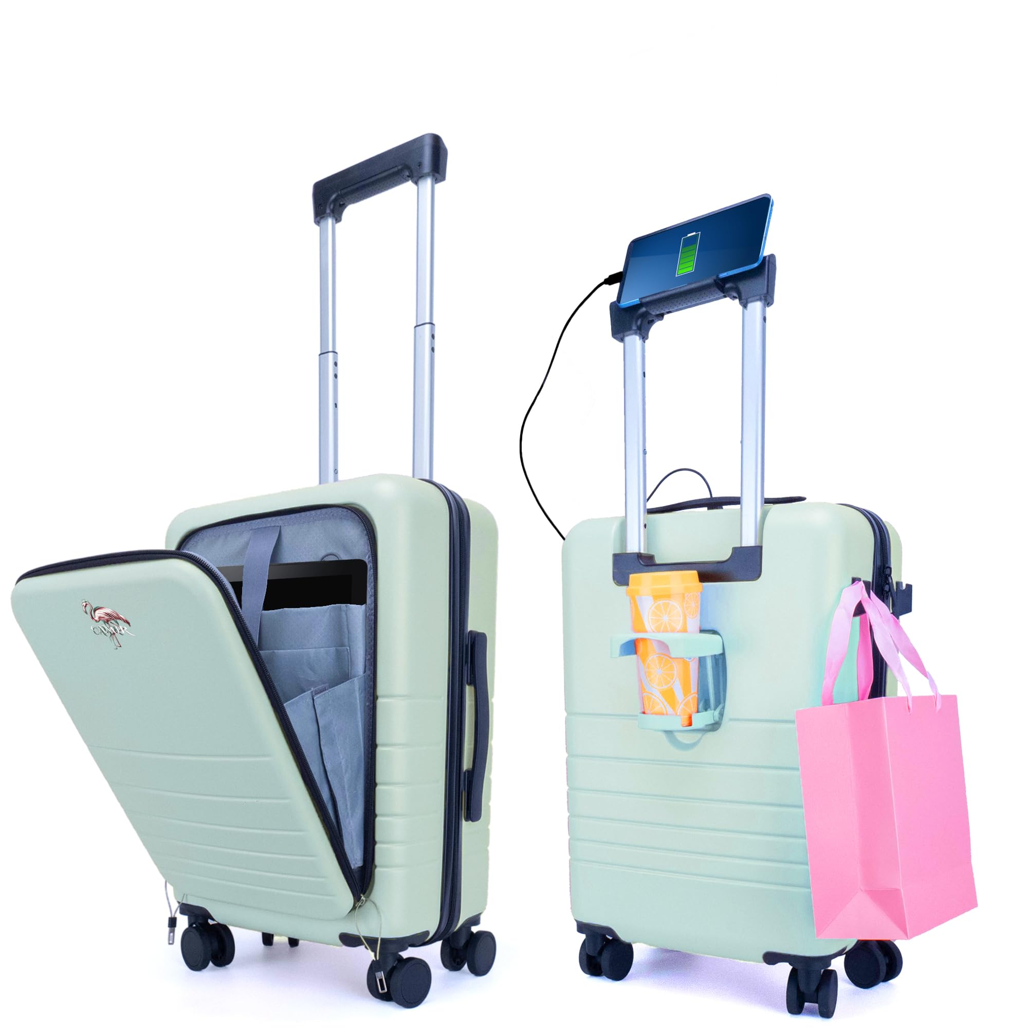CAMIR Valise Cabine Intuitive avec Port USB & Serrure TSA 4 Roues, 55x35x23,5 ABS+PC Léger Bagage pour Voyage d’Affaires
